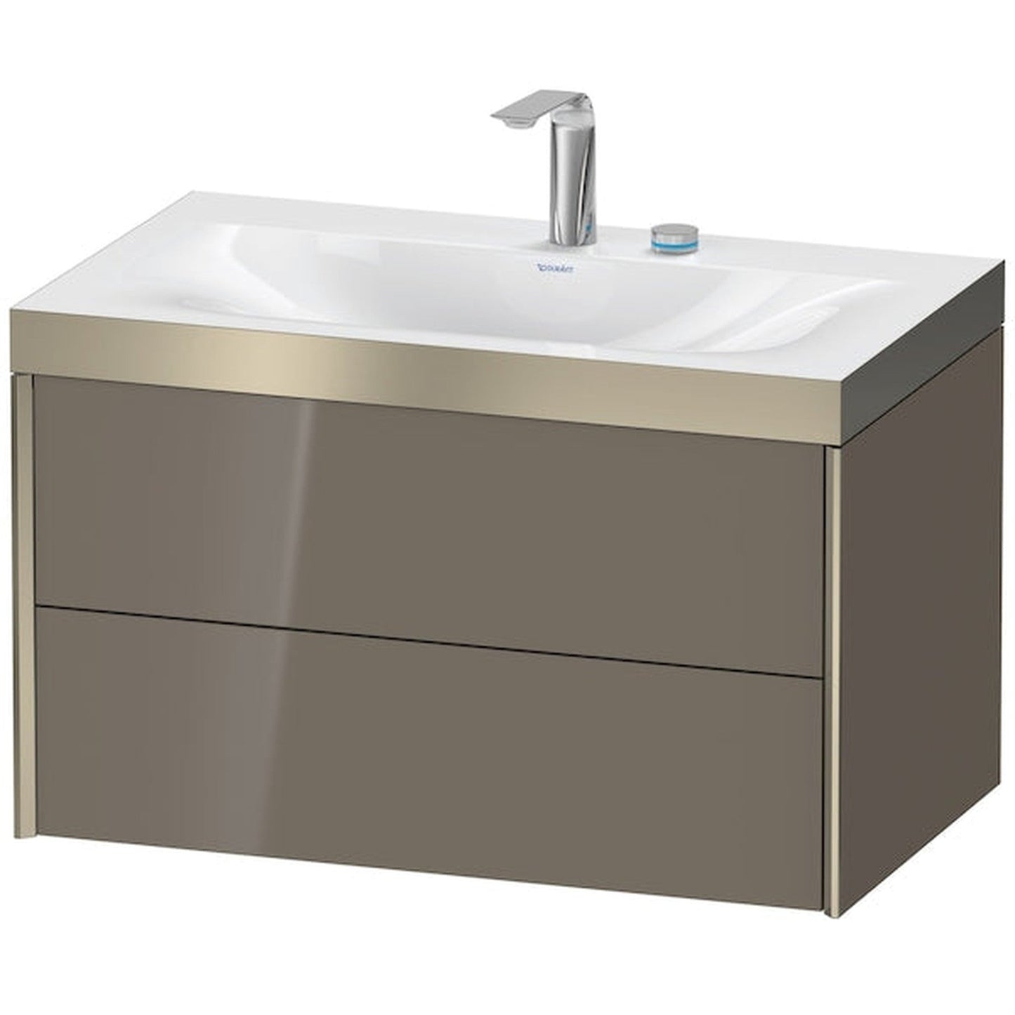 Duravit Xviu 31" x 20" x 19" Two Drawer C-Bonded Wall-Mount Vanity Kit With Two Tap Holes, Flannel Gray (XV4615EB189P)