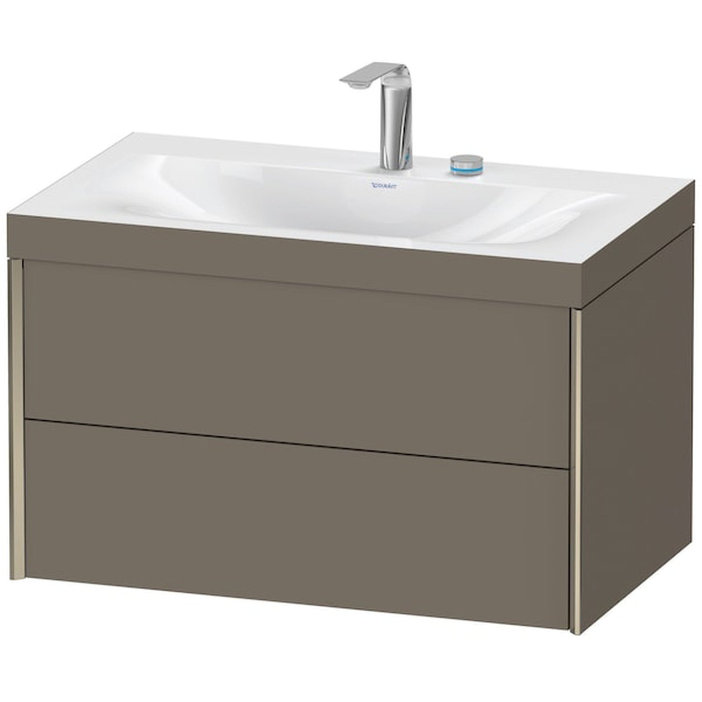 Duravit Xviu 31" x 20" x 19" Two Drawer C-Bonded Wall-Mount Vanity Kit With Two Tap Holes, Flannel Gray (XV4615EB190C)
