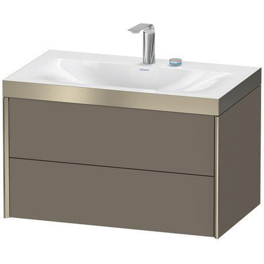 Duravit Xviu 31" x 20" x 19" Two Drawer C-Bonded Wall-Mount Vanity Kit With Two Tap Holes, Flannel Gray (XV4615EB190P)