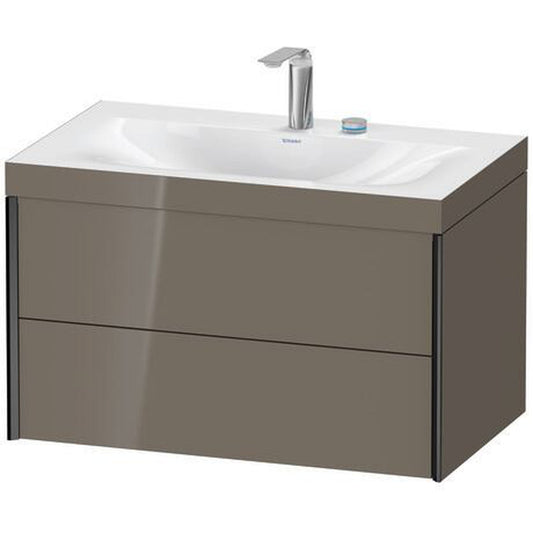 Duravit Xviu 31" x 20" x 19" Two Drawer C-Bonded Wall-Mount Vanity Kit With Two Tap Holes, Flannel Gray (XV4615EB289C)