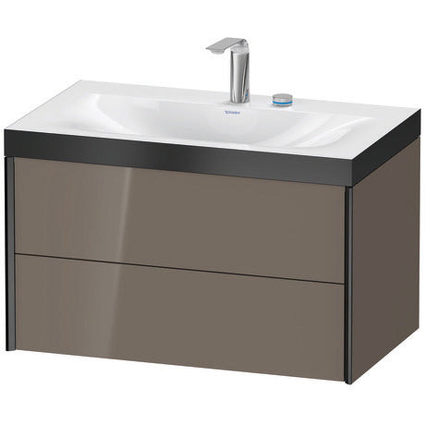 Duravit Xviu 31" x 20" x 19" Two Drawer C-Bonded Wall-Mount Vanity Kit With Two Tap Holes, Flannel Gray (XV4615EB289P)