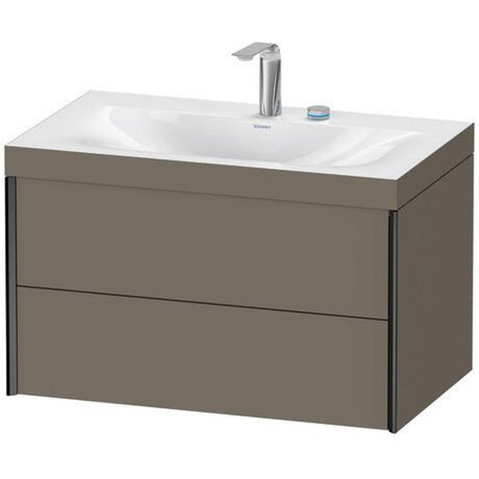 Duravit Xviu 31" x 20" x 19" Two Drawer C-Bonded Wall-Mount Vanity Kit With Two Tap Holes, Flannel Gray (XV4615EB290C)