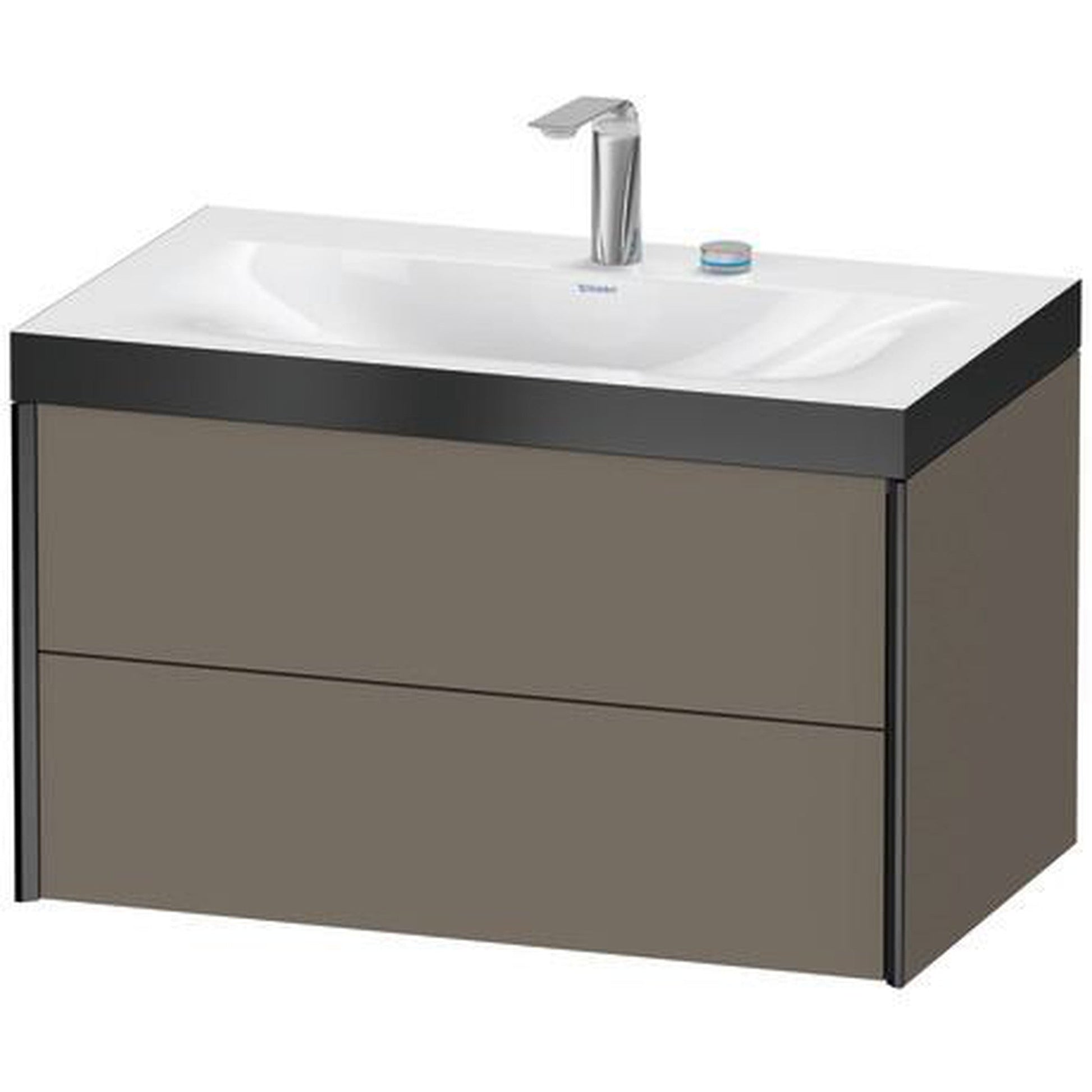 Duravit Xviu 31" x 20" x 19" Two Drawer C-Bonded Wall-Mount Vanity Kit With Two Tap Holes, Flannel Gray (XV4615EB290P)