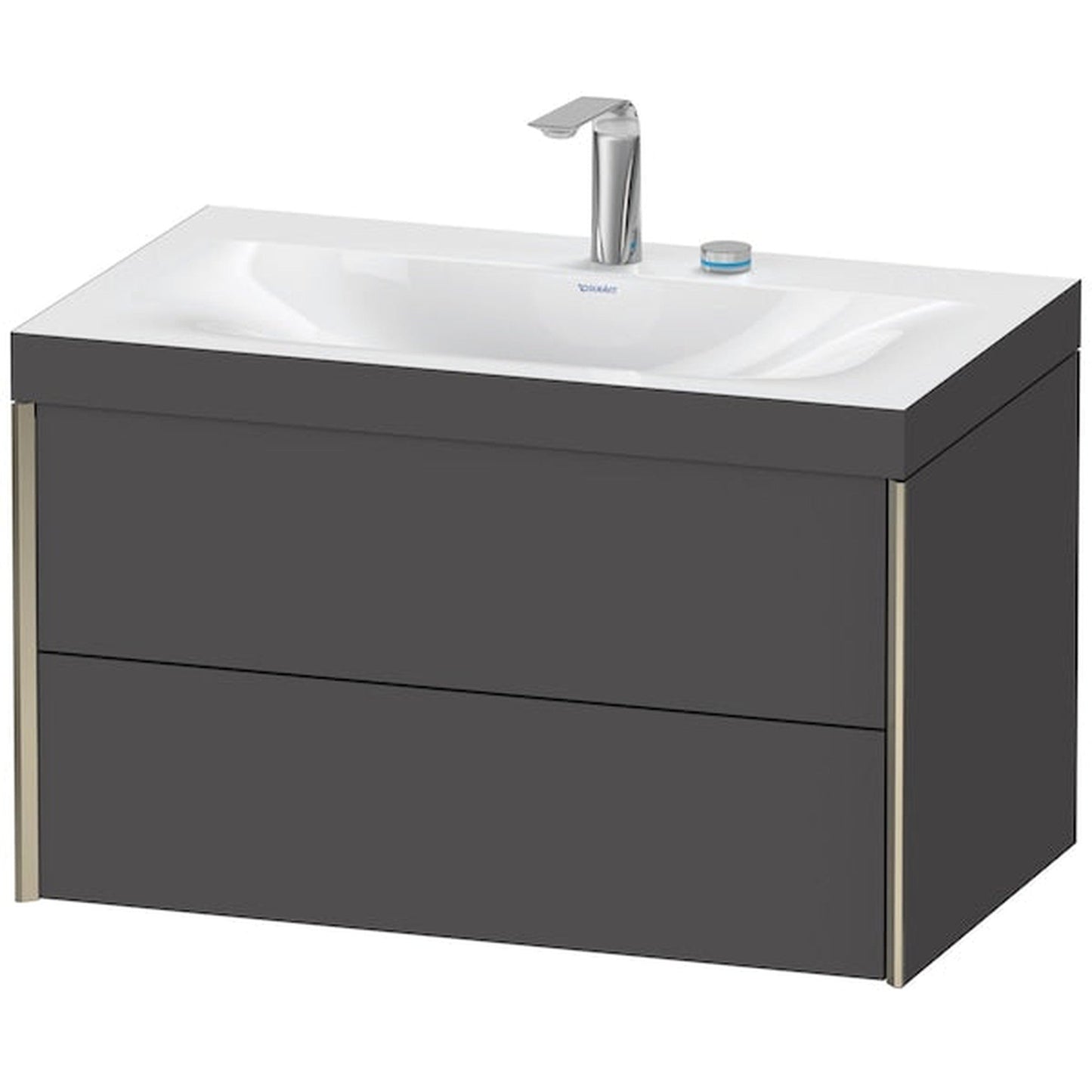 Duravit Xviu 31" x 20" x 19" Two Drawer C-Bonded Wall-Mount Vanity Kit With Two Tap Holes, Graphite (XV4615EB149C)