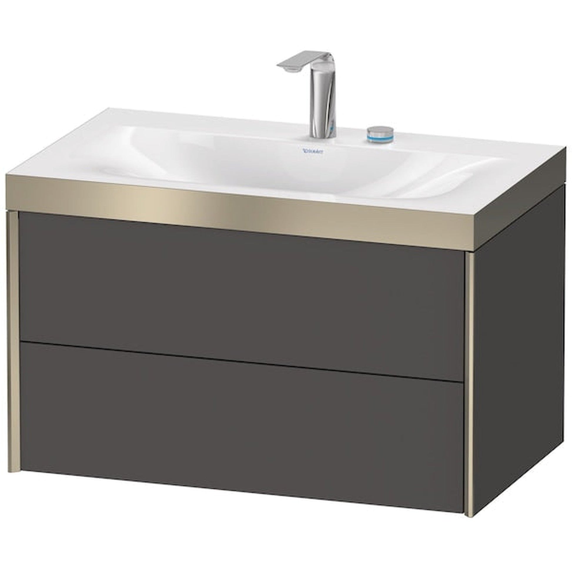 Duravit Xviu 31" x 20" x 19" Two Drawer C-Bonded Wall-Mount Vanity Kit With Two Tap Holes, Graphite (XV4615EB149P)