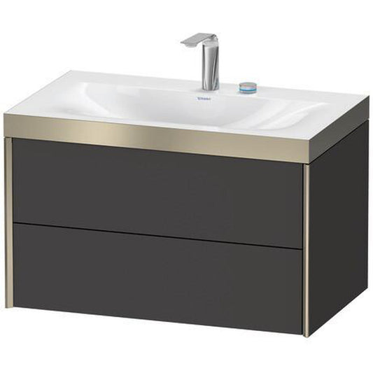 Duravit Xviu 31" x 20" x 19" Two Drawer C-Bonded Wall-Mount Vanity Kit With Two Tap Holes, Graphite (XV4615EB180P)
