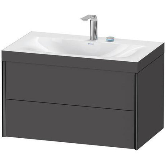 Duravit Xviu 31" x 20" x 19" Two Drawer C-Bonded Wall-Mount Vanity Kit With Two Tap Holes, Graphite (XV4615EB249C)