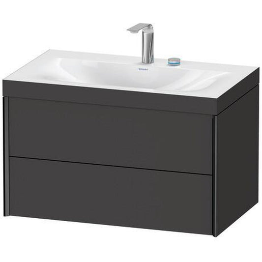 Duravit Xviu 31" x 20" x 19" Two Drawer C-Bonded Wall-Mount Vanity Kit With Two Tap Holes, Graphite (XV4615EB280C)