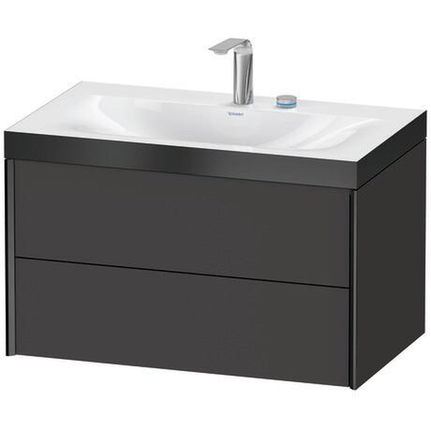 Duravit Xviu 31" x 20" x 19" Two Drawer C-Bonded Wall-Mount Vanity Kit With Two Tap Holes, Graphite (XV4615EB280P)