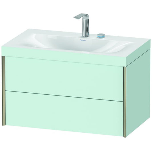 Duravit Xviu 31" x 20" x 19" Two Drawer C-Bonded Wall-Mount Vanity Kit With Two Tap Holes, Light Blue (XV4615EB109C)
