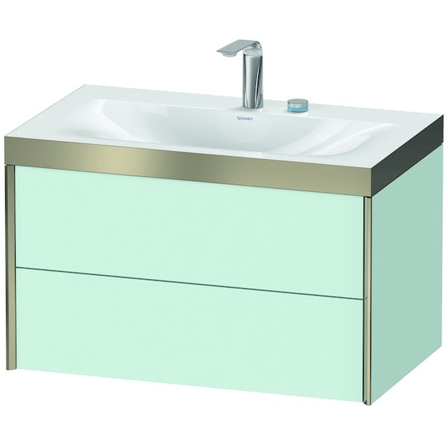 Duravit Xviu 31" x 20" x 19" Two Drawer C-Bonded Wall-Mount Vanity Kit With Two Tap Holes, Light Blue (XV4615EB109P)