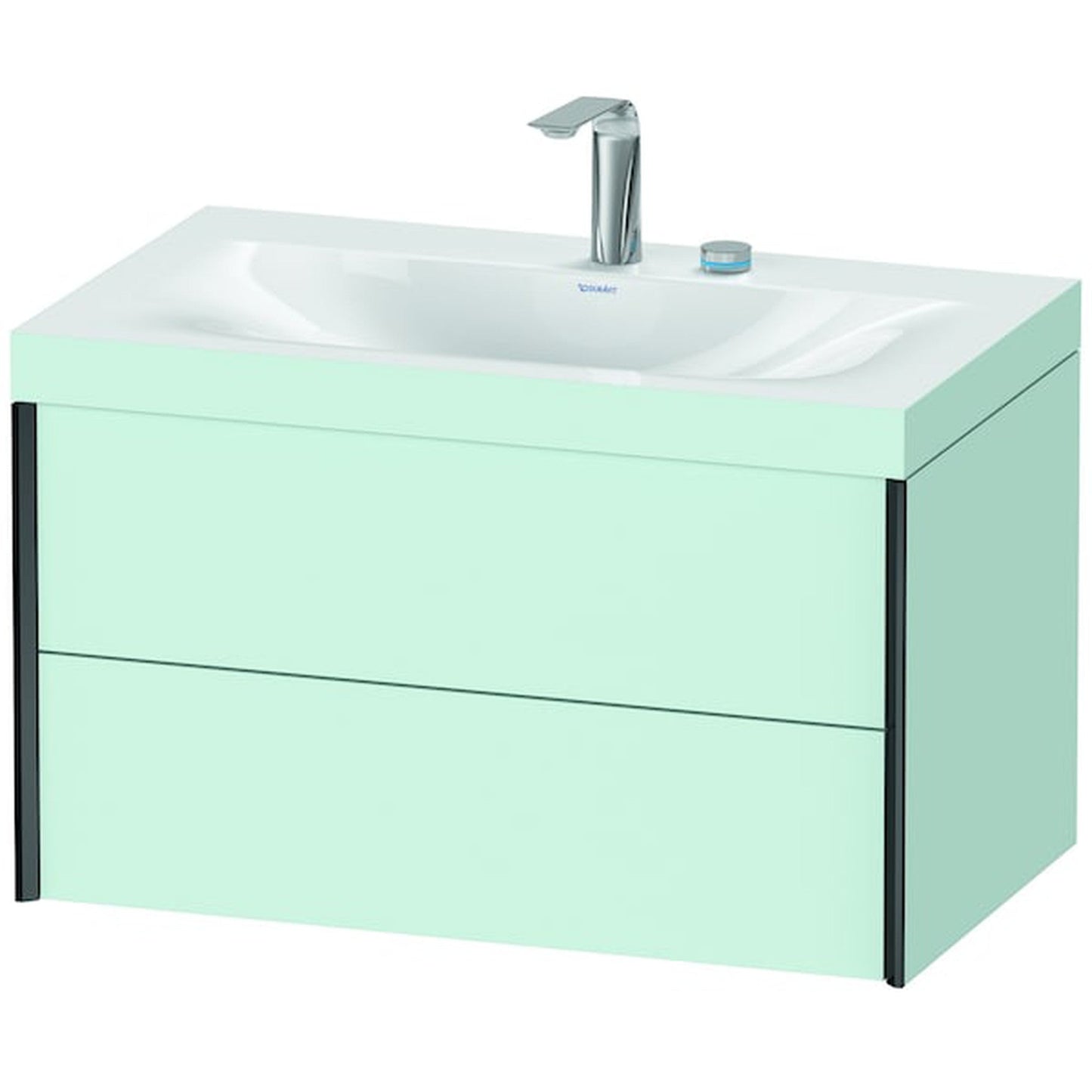 Duravit Xviu 31" x 20" x 19" Two Drawer C-Bonded Wall-Mount Vanity Kit With Two Tap Holes, Light Blue (XV4615EB209C)