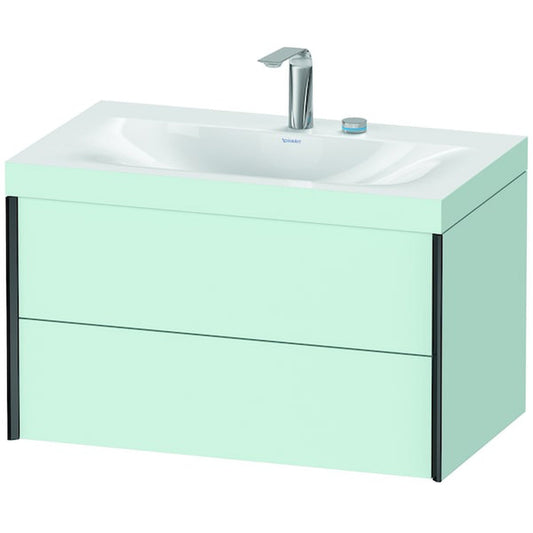 Duravit Xviu 31" x 20" x 19" Two Drawer C-Bonded Wall-Mount Vanity Kit With Two Tap Holes, Light Blue (XV4615EB209C)