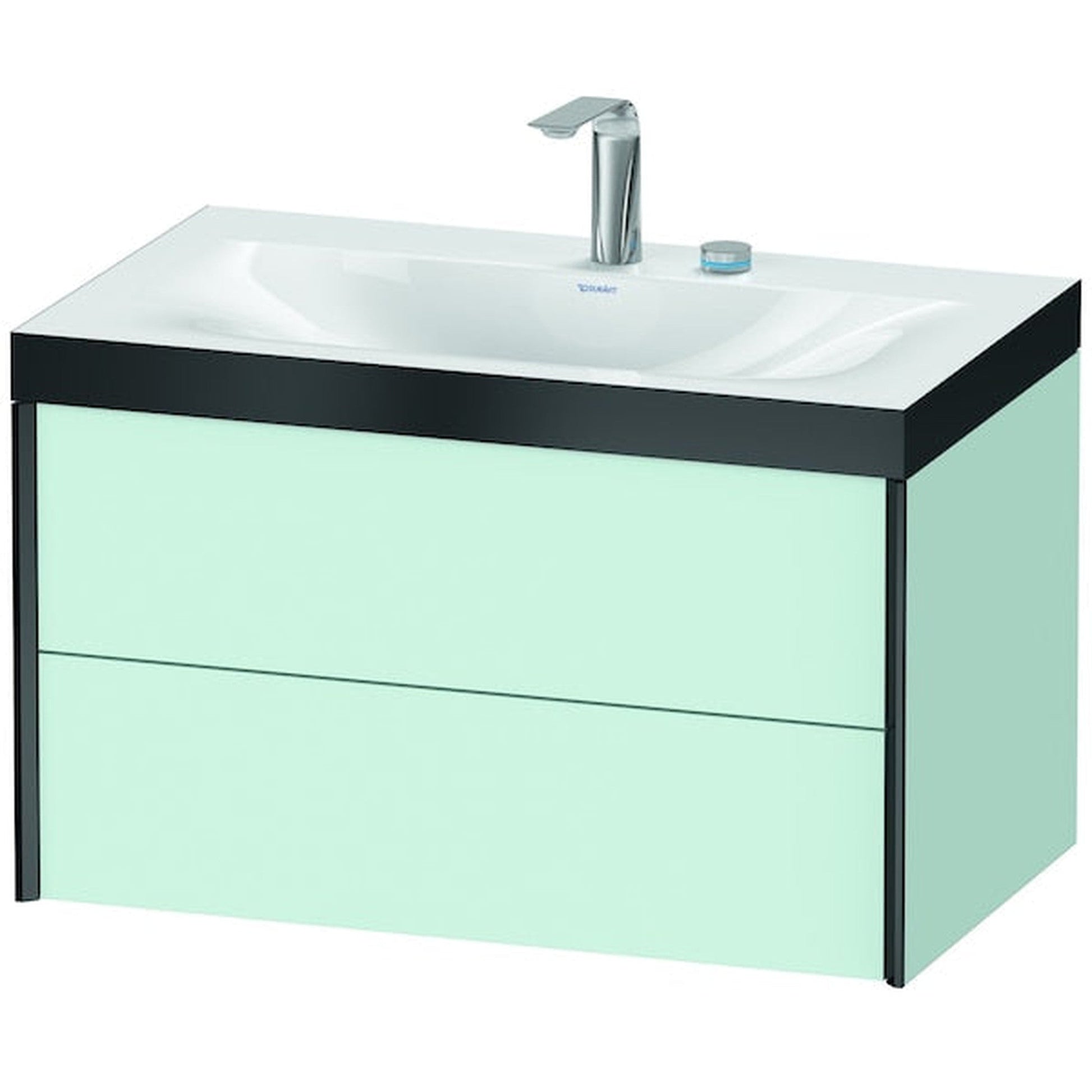 Duravit Xviu 31" x 20" x 19" Two Drawer C-Bonded Wall-Mount Vanity Kit With Two Tap Holes, Light Blue (XV4615EB209P)