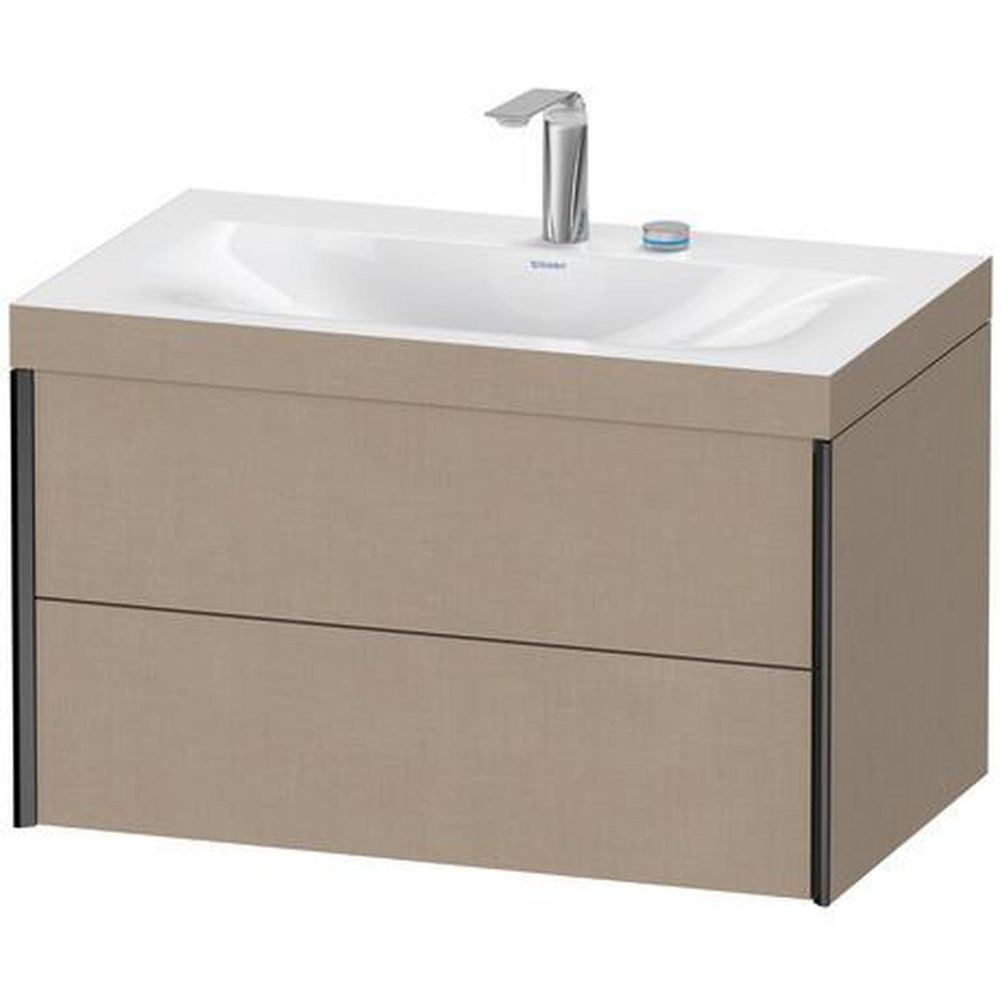 Duravit Xviu 31" x 20" x 19" Two Drawer C-Bonded Wall-Mount Vanity Kit With Two Tap Holes, Linen (XV4615EB275C)