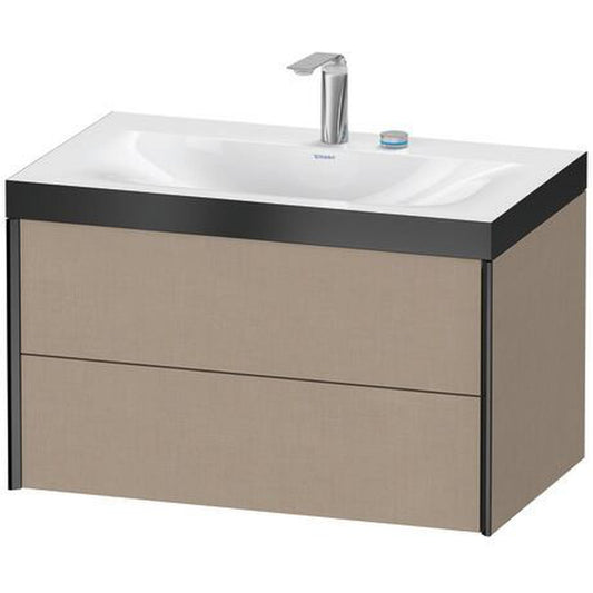 Duravit Xviu 31" x 20" x 19" Two Drawer C-Bonded Wall-Mount Vanity Kit With Two Tap Holes, Linen (XV4615EB275P)