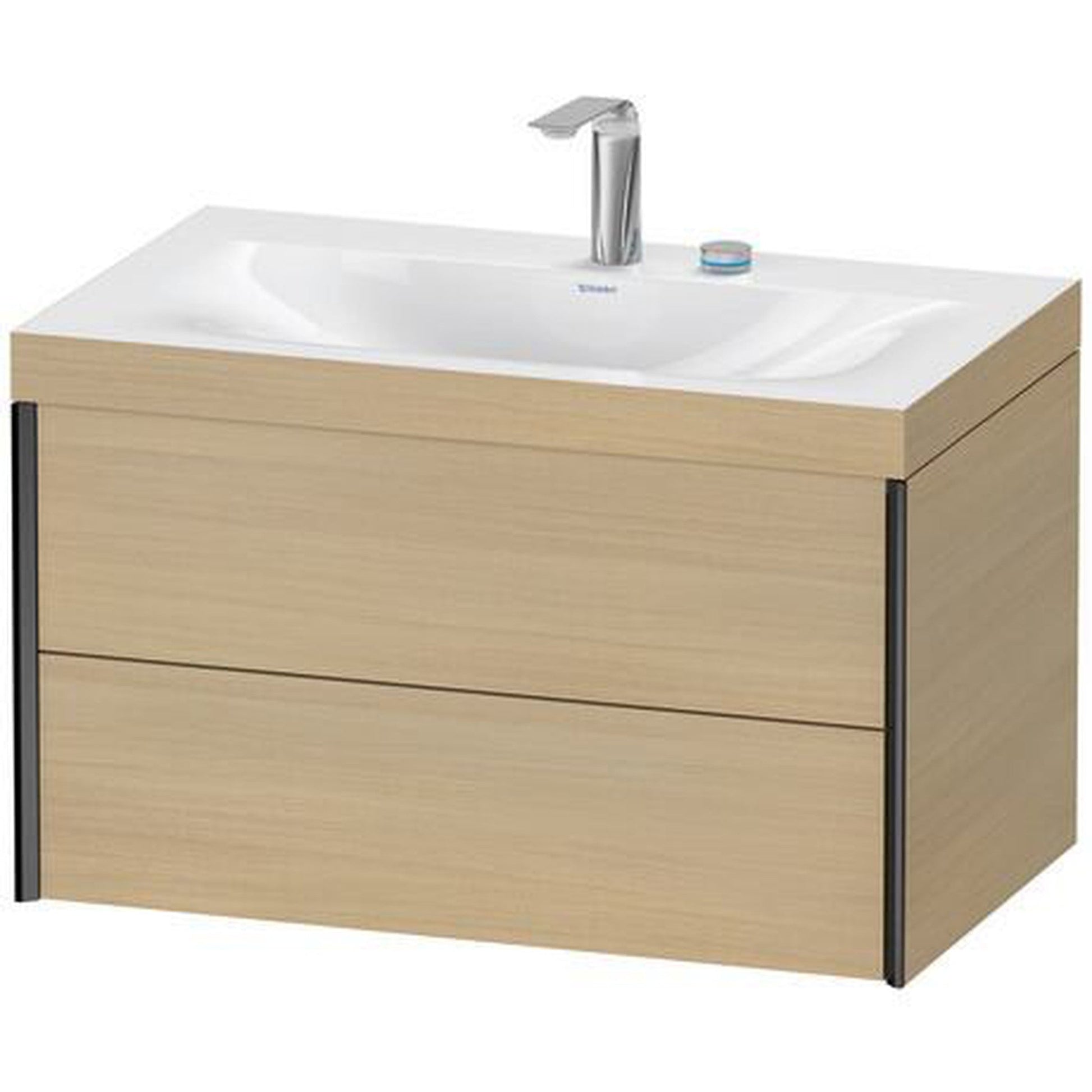 Duravit Xviu 31" x 20" x 19" Two Drawer C-Bonded Wall-Mount Vanity Kit With Two Tap Holes, Mediterranean Oak (XV4615EB271C)