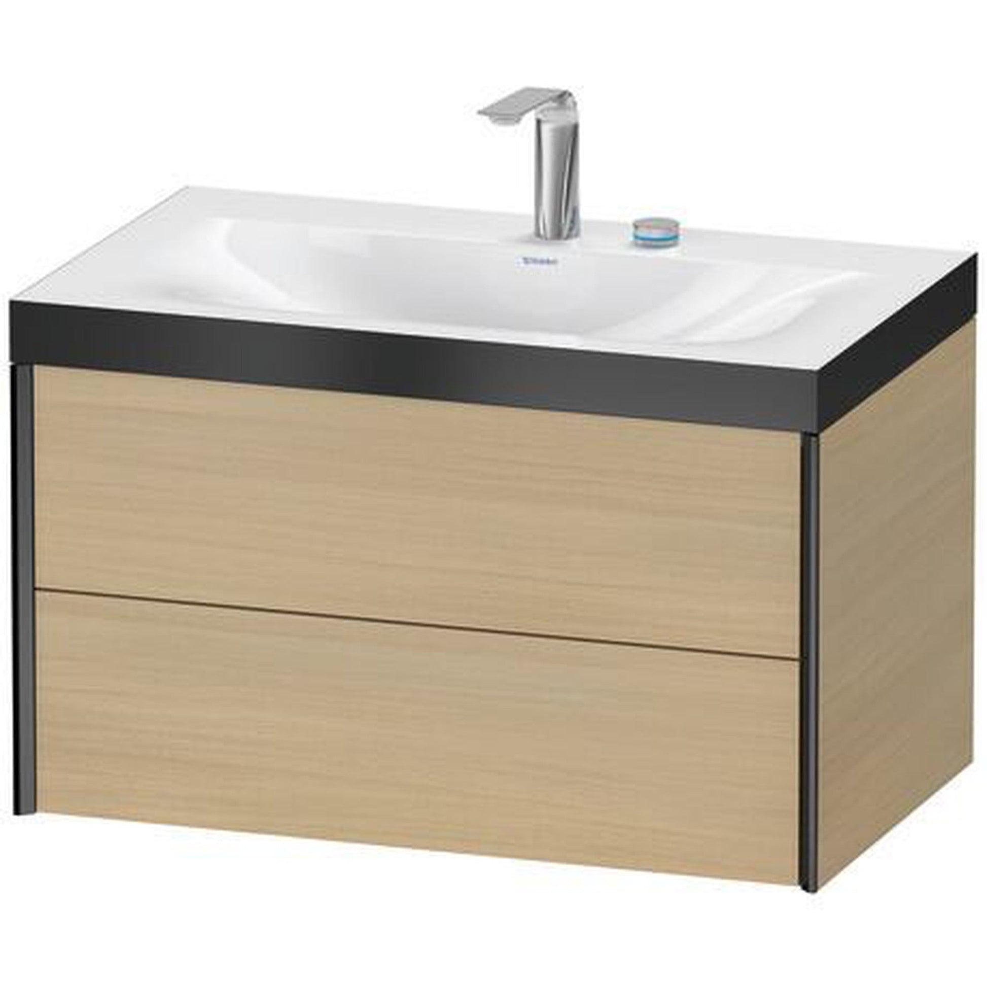 Duravit Xviu 31" x 20" x 19" Two Drawer C-Bonded Wall-Mount Vanity Kit With Two Tap Holes, Mediterranean Oak (XV4615EB271P)