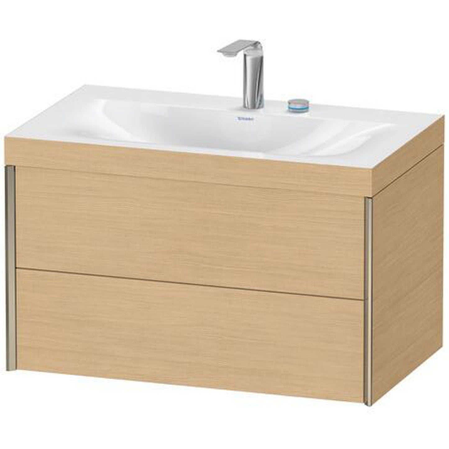 Duravit Xviu 31" x 20" x 19" Two Drawer C-Bonded Wall-Mount Vanity Kit With Two Tap Holes, Natural Oak (XV4615EB130C)