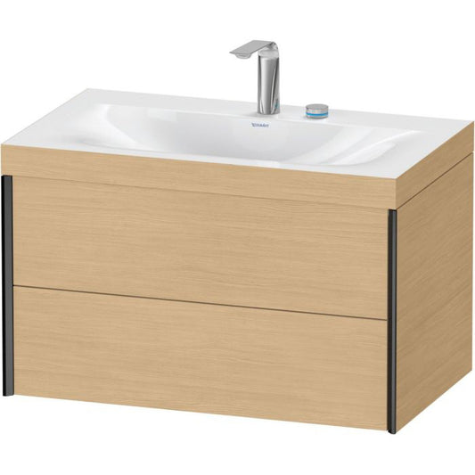 Duravit Xviu 31" x 20" x 19" Two Drawer C-Bonded Wall-Mount Vanity Kit With Two Tap Holes, Natural Oak (XV4615EB230C)