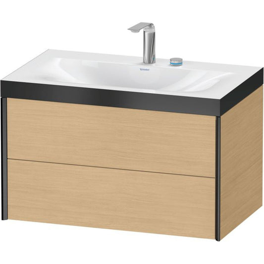 Duravit Xviu 31" x 20" x 19" Two Drawer C-Bonded Wall-Mount Vanity Kit With Two Tap Holes, Natural Oak (XV4615EB230P)