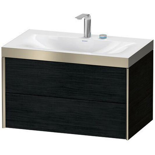 Duravit Xviu 31" x 20" x 19" Two Drawer C-Bonded Wall-Mount Vanity Kit With Two Tap Holes, Oak Black (XV4615EB116P)