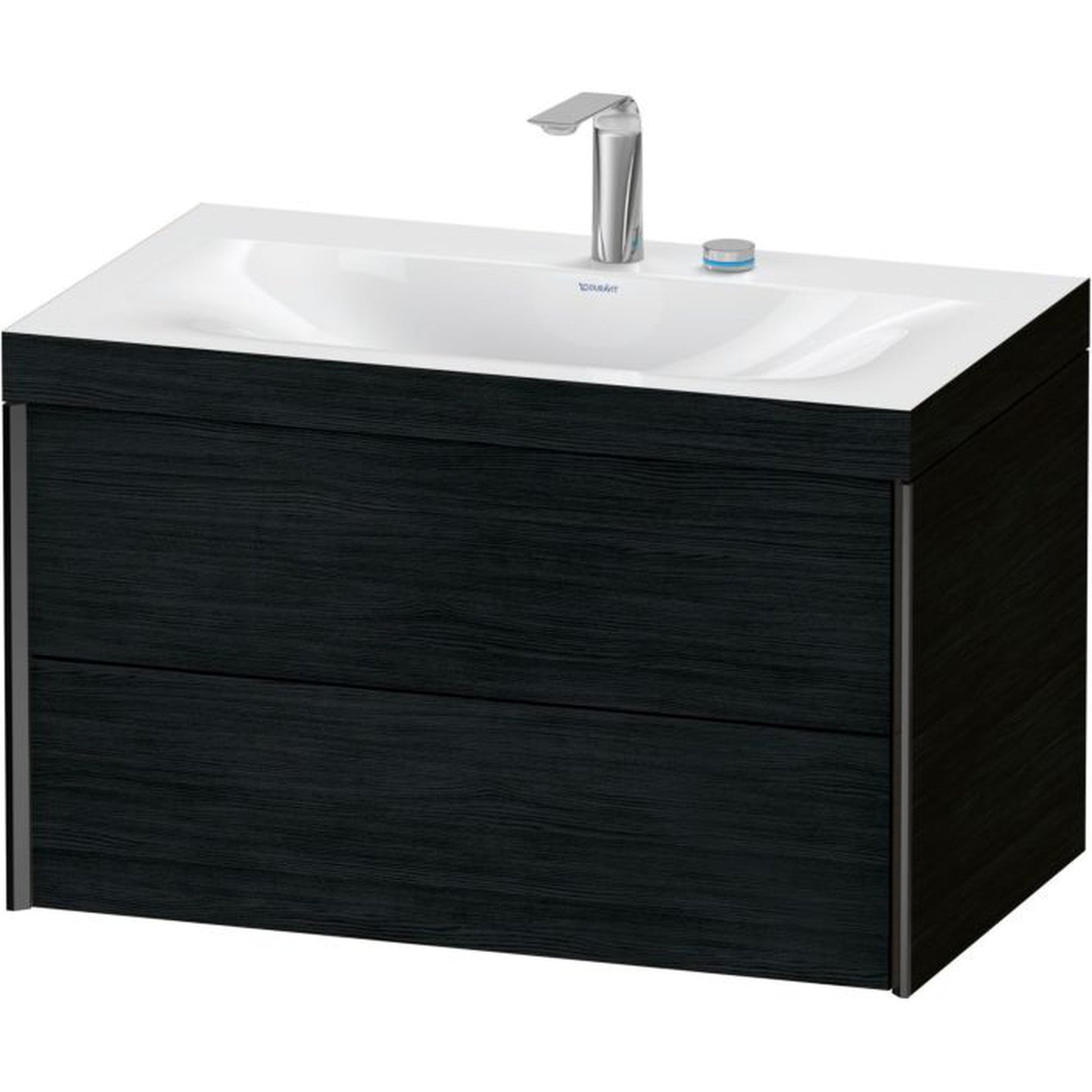 Duravit Xviu 31" x 20" x 19" Two Drawer C-Bonded Wall-Mount Vanity Kit With Two Tap Holes, Oak Black (XV4615EB216C)