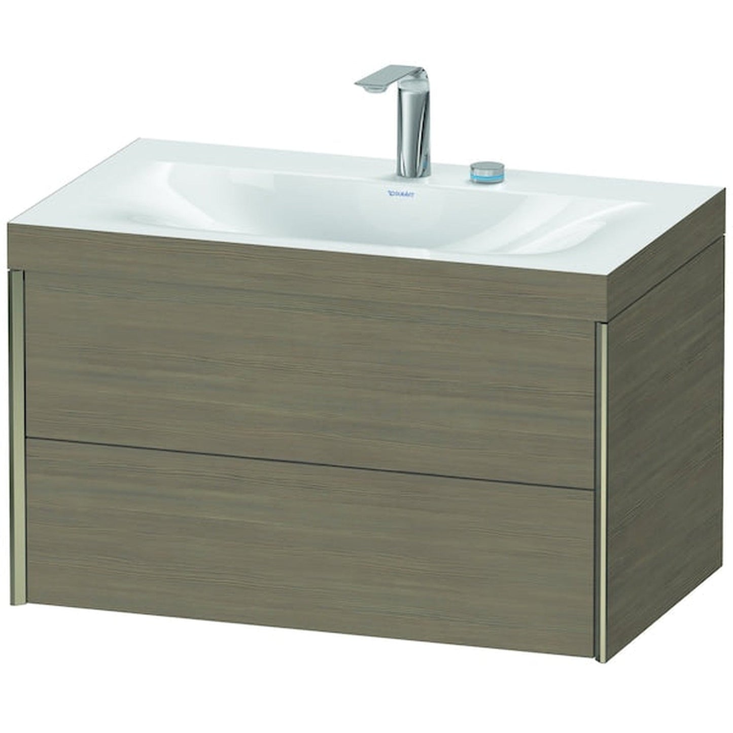 Duravit Xviu 31" x 20" x 19" Two Drawer C-Bonded Wall-Mount Vanity Kit With Two Tap Holes, Oak Terra (XV4615EB135C)