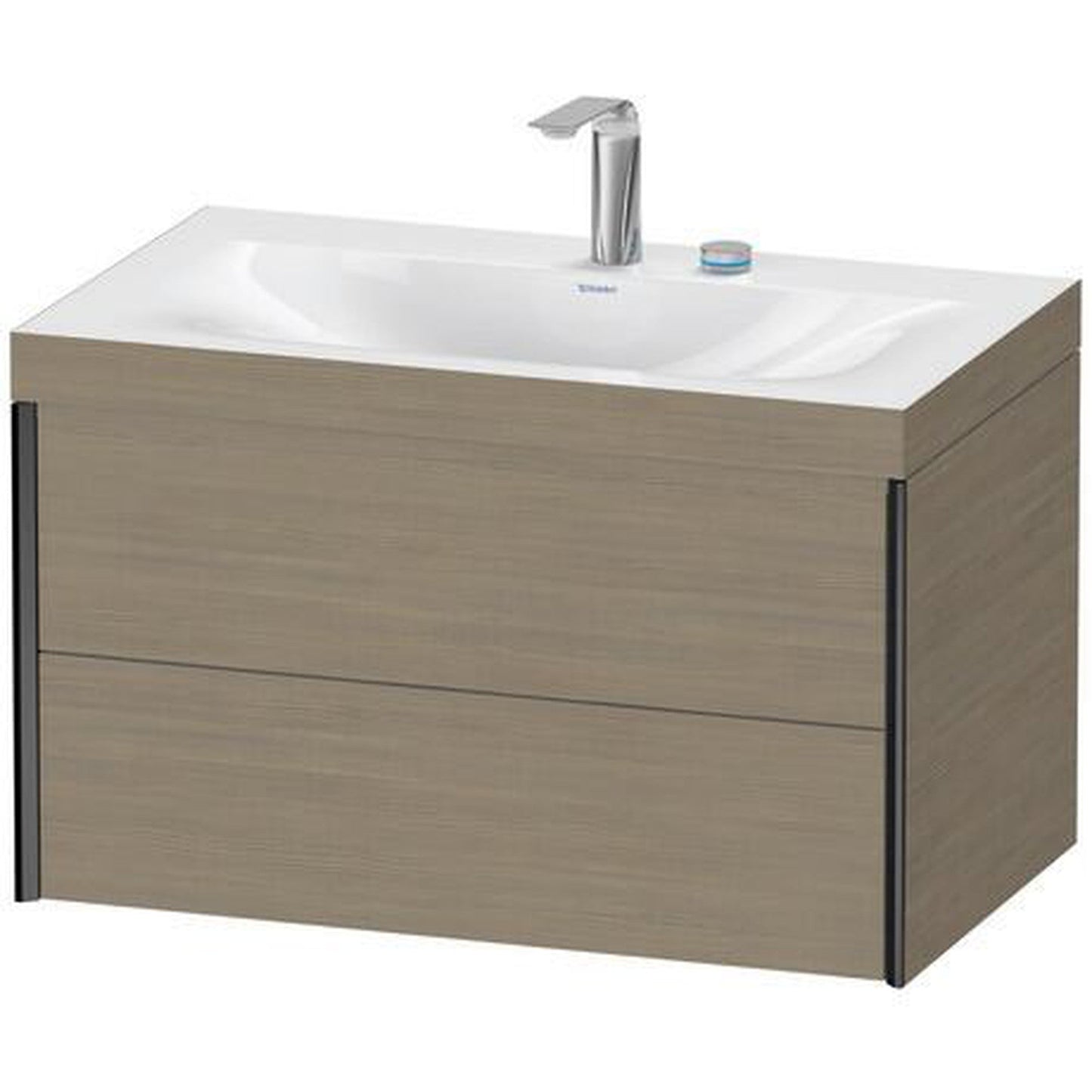 Duravit Xviu 31" x 20" x 19" Two Drawer C-Bonded Wall-Mount Vanity Kit With Two Tap Holes, Oak Terra (XV4615EB235C)