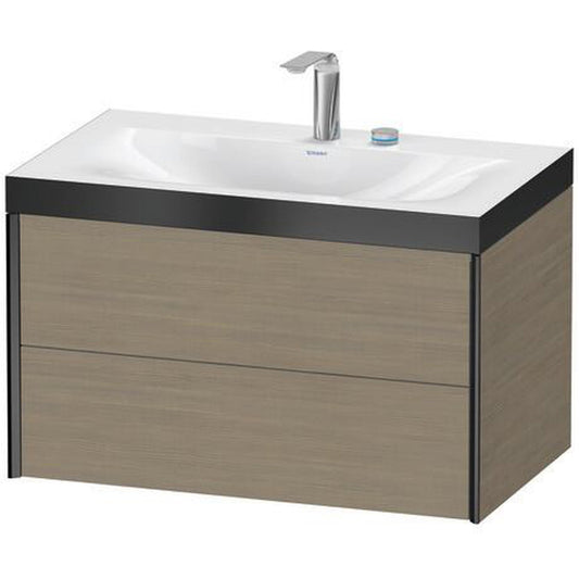 Duravit Xviu 31" x 20" x 19" Two Drawer C-Bonded Wall-Mount Vanity Kit With Two Tap Holes, Oak Terra (XV4615EB235P)