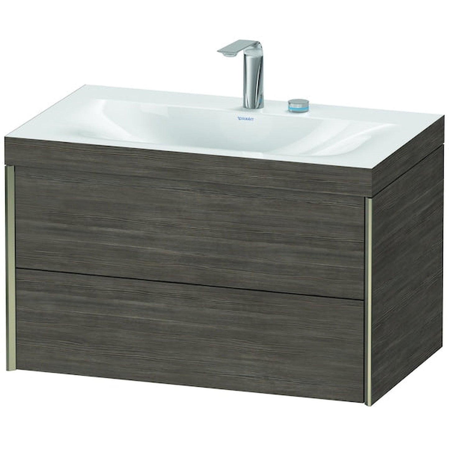 Duravit Xviu 31" x 20" x 19" Two Drawer C-Bonded Wall-Mount Vanity Kit With Two Tap Holes, Pine Terra (XV4615EB151C)