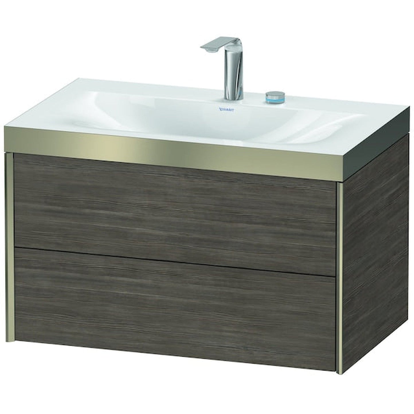 Duravit Xviu 31" x 20" x 19" Two Drawer C-Bonded Wall-Mount Vanity Kit With Two Tap Holes, Pine Terra (XV4615EB151P)