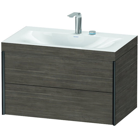 Duravit Xviu 31" x 20" x 19" Two Drawer C-Bonded Wall-Mount Vanity Kit With Two Tap Holes, Pine Terra (XV4615EB251C)