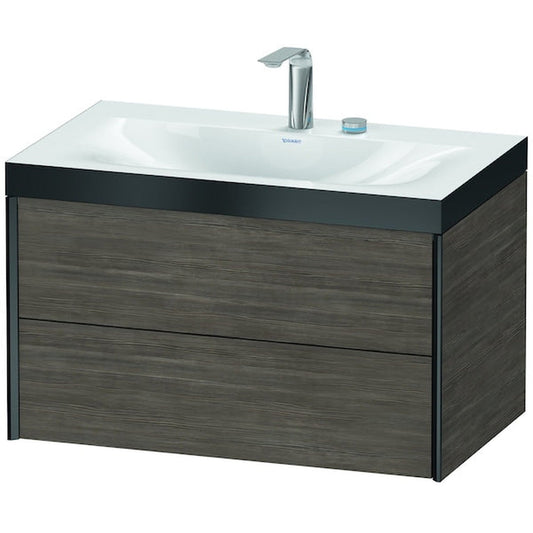Duravit Xviu 31" x 20" x 19" Two Drawer C-Bonded Wall-Mount Vanity Kit With Two Tap Holes, Pine Terra (XV4615EB251P)