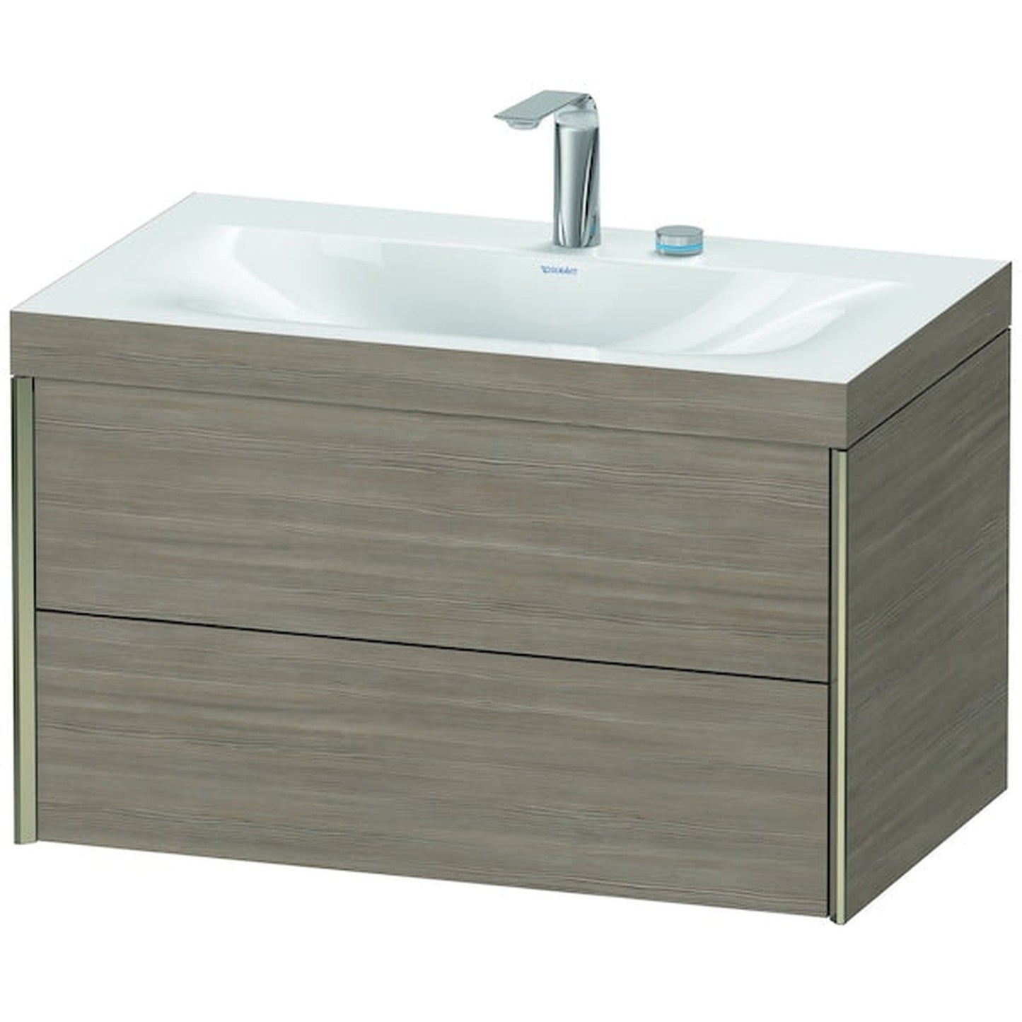 Duravit Xviu 31" x 20" x 19" Two Drawer C-Bonded Wall-Mount Vanity Kit With Two Tap Holes, Silver Pine (XV4615EB131C)