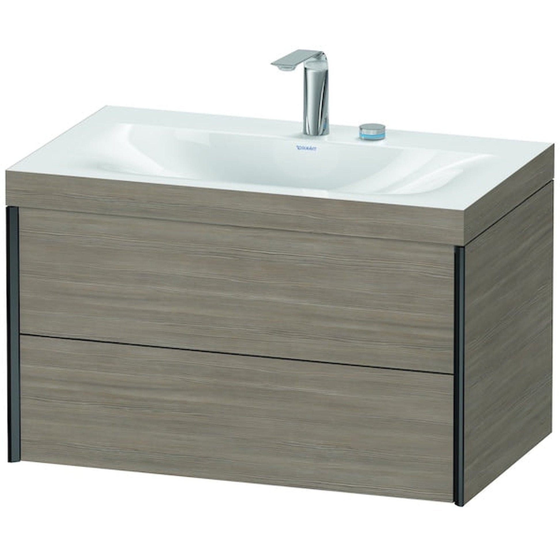 Duravit Xviu 31" x 20" x 19" Two Drawer C-Bonded Wall-Mount Vanity Kit With Two Tap Holes, Silver Pine (XV4615EB231C)