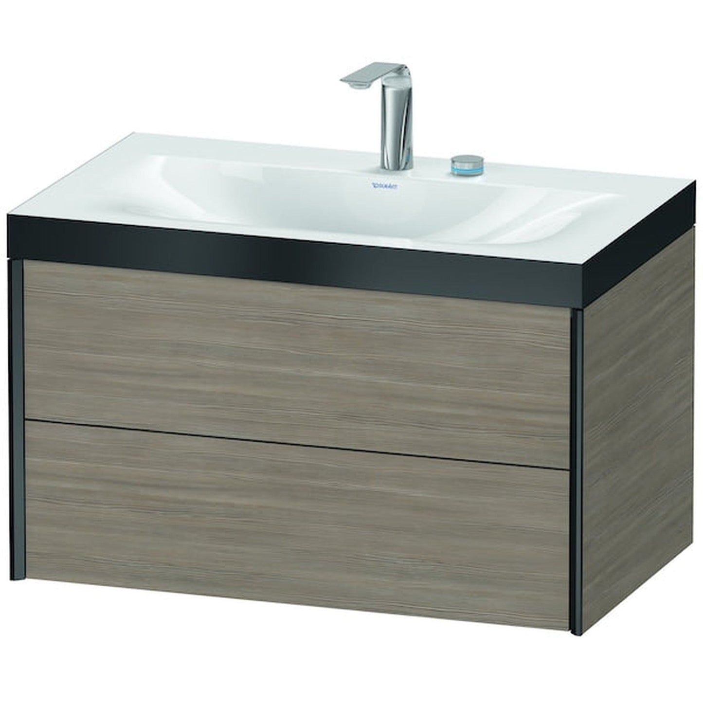 Duravit Xviu 31" x 20" x 19" Two Drawer C-Bonded Wall-Mount Vanity Kit With Two Tap Holes, Silver Pine (XV4615EB231P)