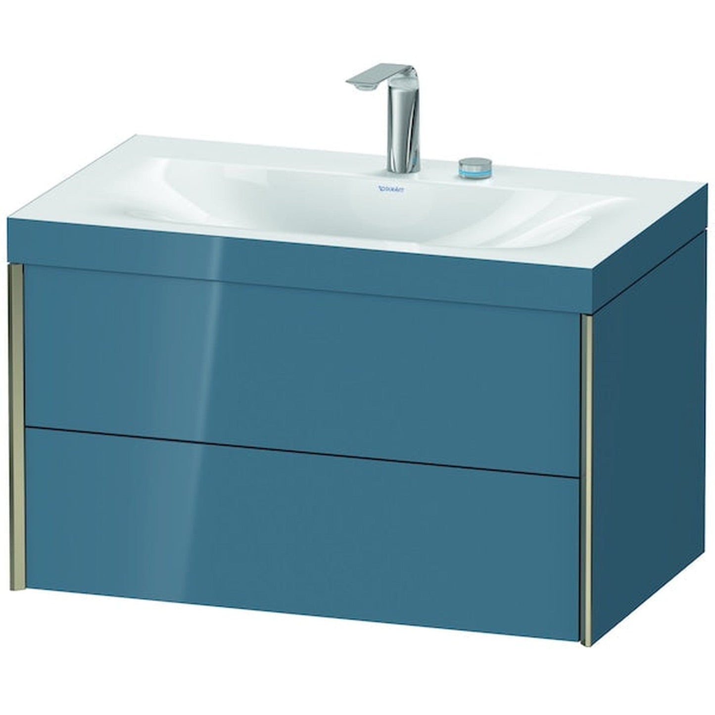 Duravit Xviu 31" x 20" x 19" Two Drawer C-Bonded Wall-Mount Vanity Kit With Two Tap Holes, Stone Blue (XV4615EB147C)