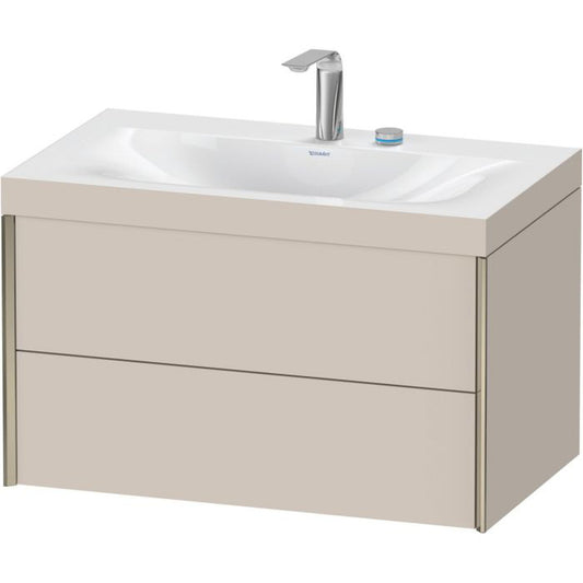 Duravit Xviu 31" x 20" x 19" Two Drawer C-Bonded Wall-Mount Vanity Kit With Two Tap Holes, Taupe (XV4615EB191C)