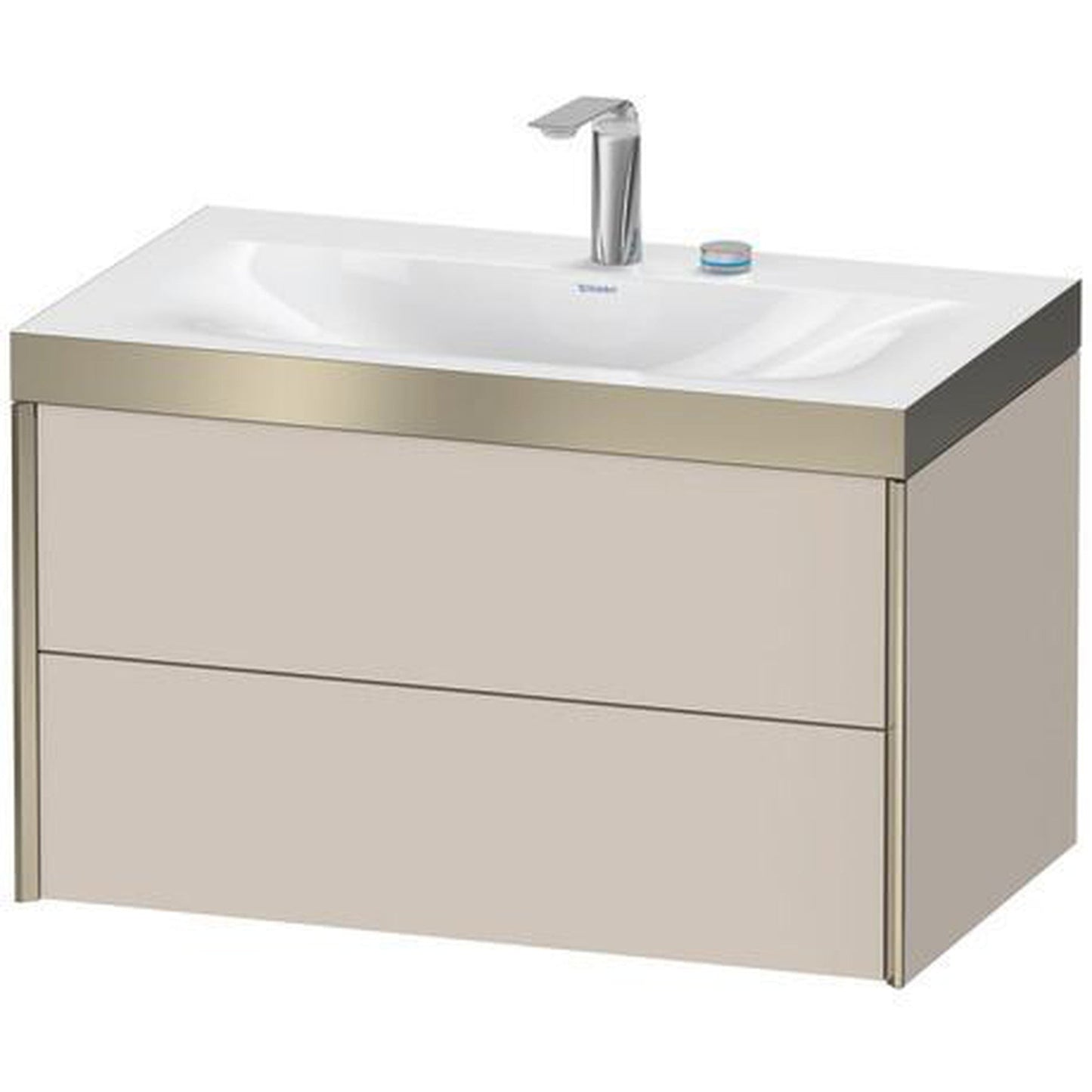 Duravit Xviu 31" x 20" x 19" Two Drawer C-Bonded Wall-Mount Vanity Kit With Two Tap Holes, Taupe (XV4615EB191P)