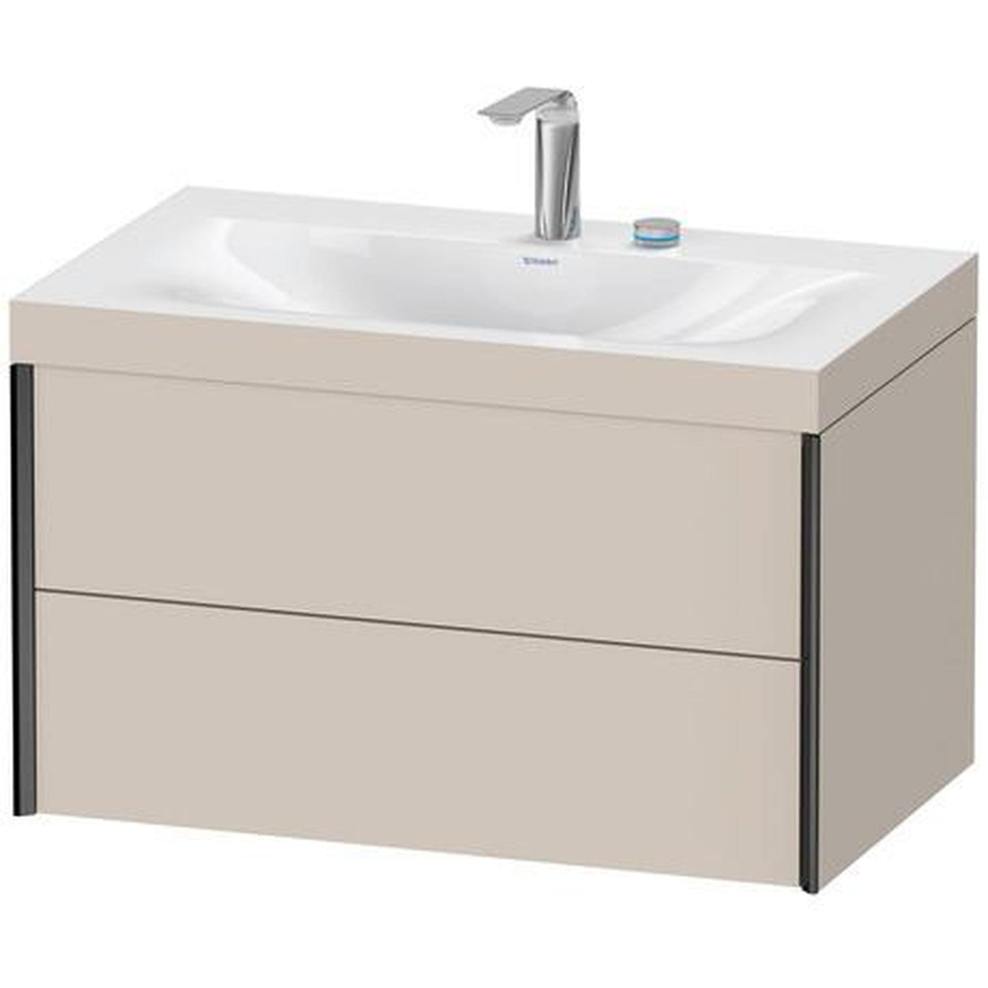 Duravit Xviu 31" x 20" x 19" Two Drawer C-Bonded Wall-Mount Vanity Kit With Two Tap Holes, Taupe (XV4615EB291C)