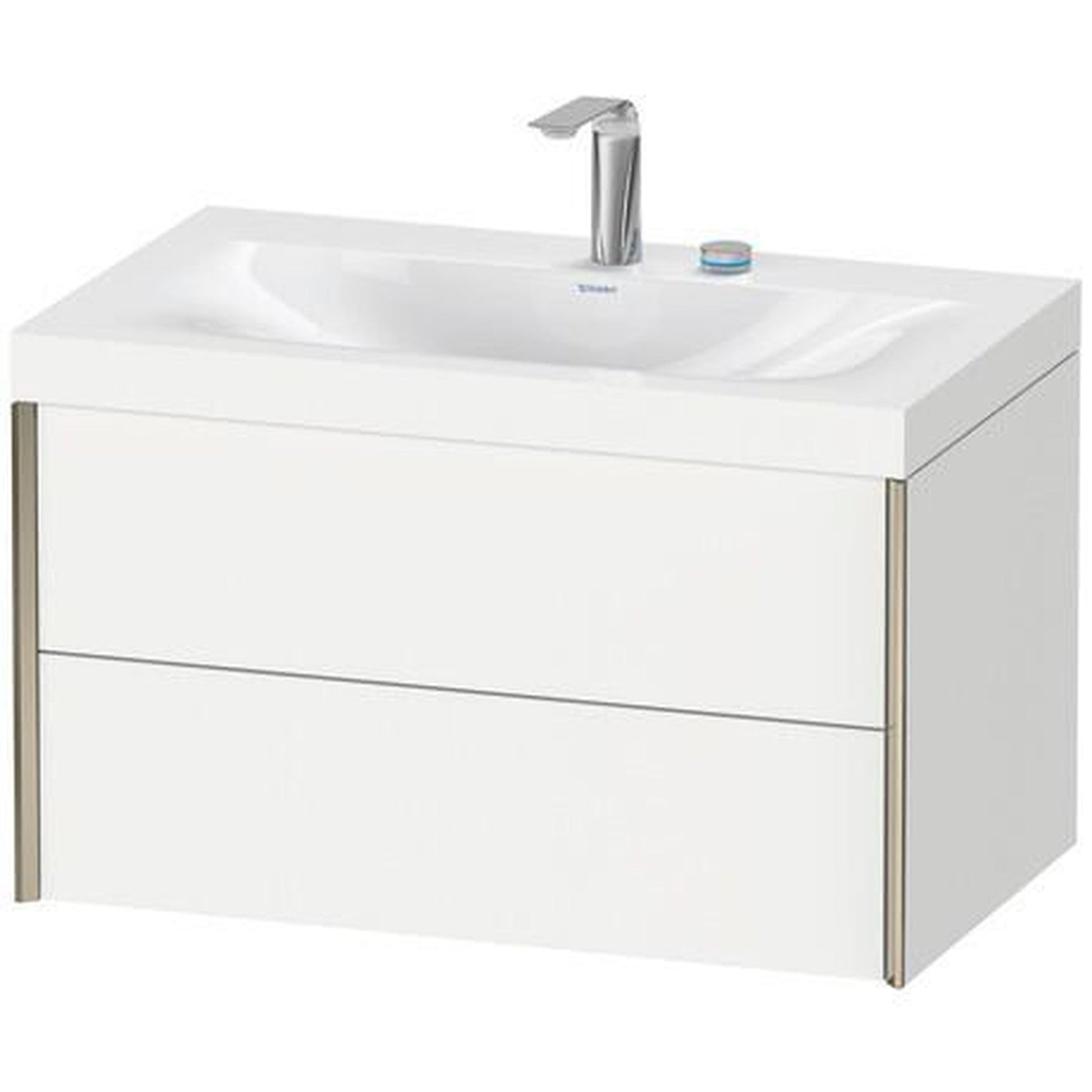 Duravit Xviu 31" x 20" x 19" Two Drawer C-Bonded Wall-Mount Vanity Kit With Two Tap Holes, Taupe (XV4615EB291P)