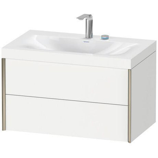 Duravit Xviu 31" x 20" x 19" Two Drawer C-Bonded Wall-Mount Vanity Kit With Two Tap Holes, Taupe (XV4615EB291P)