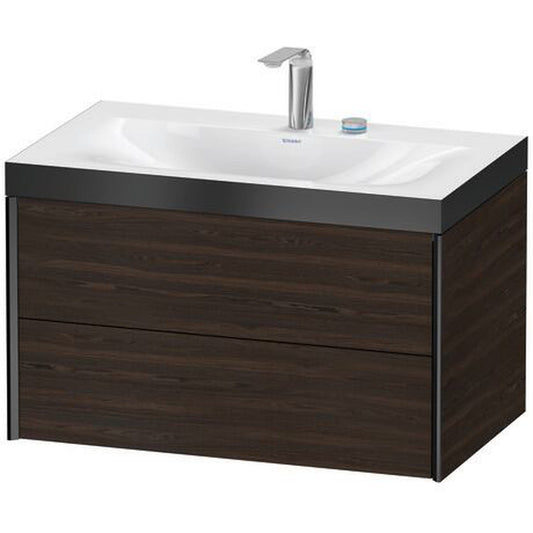 Duravit Xviu 31" x 20" x 19" Two Drawer C-Bonded Wall-Mount Vanity Kit With Two Tap Holes, Walnut Brushed (XV4615EB269P)