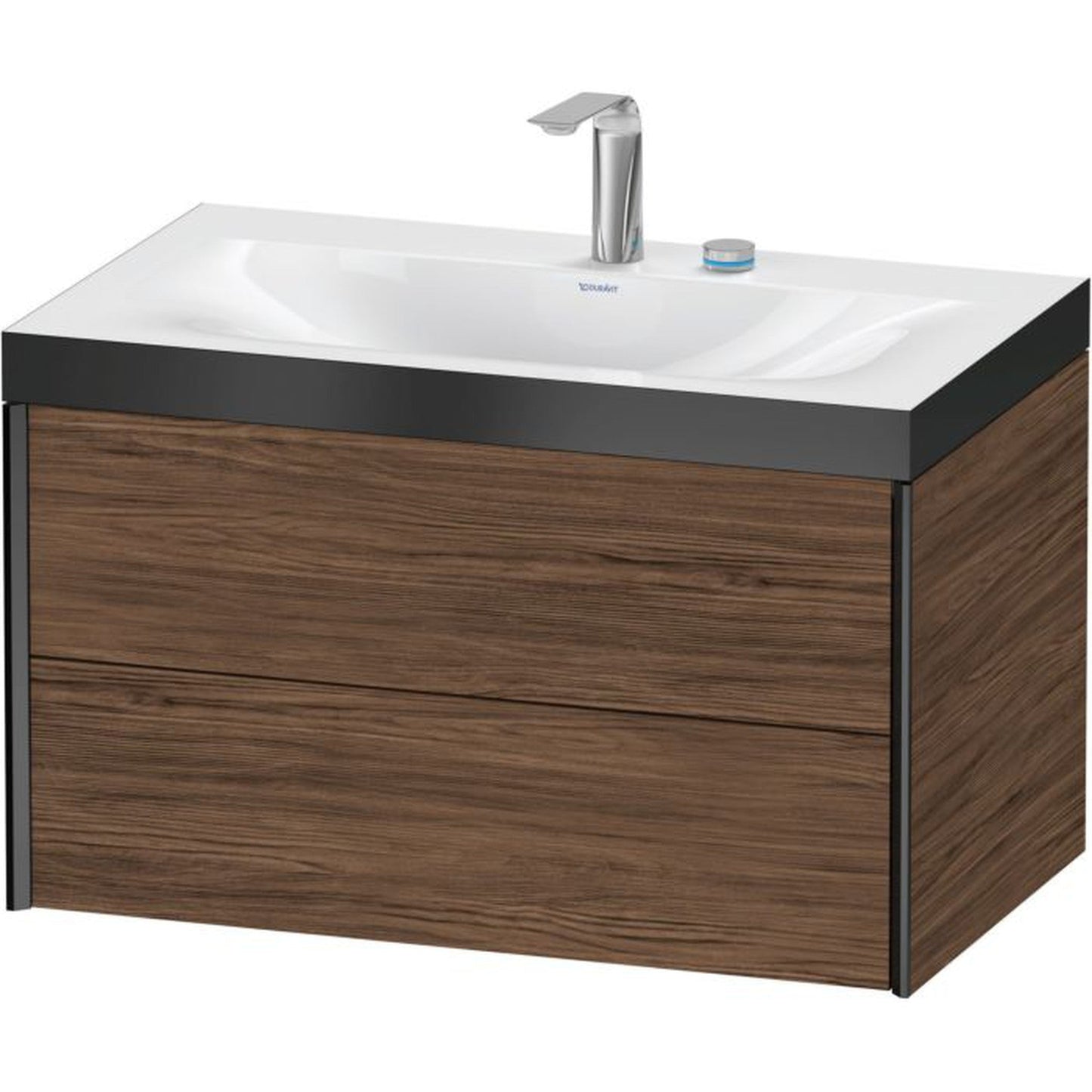 Duravit Xviu 31" x 20" x 19" Two Drawer C-Bonded Wall-Mount Vanity Kit With Two Tap Holes, Walnut Dark (XV4615EB221P)