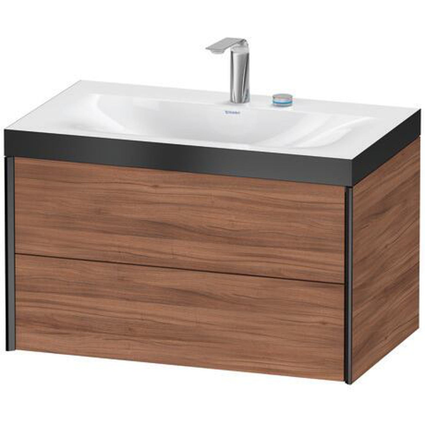 Duravit Xviu 31" x 20" x 19" Two Drawer C-Bonded Wall-Mount Vanity Kit With Two Tap Holes, Walnut (XV4615EB279P)
