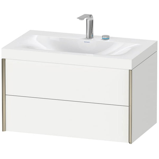 Duravit Xviu 31" x 20" x 19" Two Drawer C-Bonded Wall-Mount Vanity Kit With Two Tap Holes, White (XV4615EB118C)