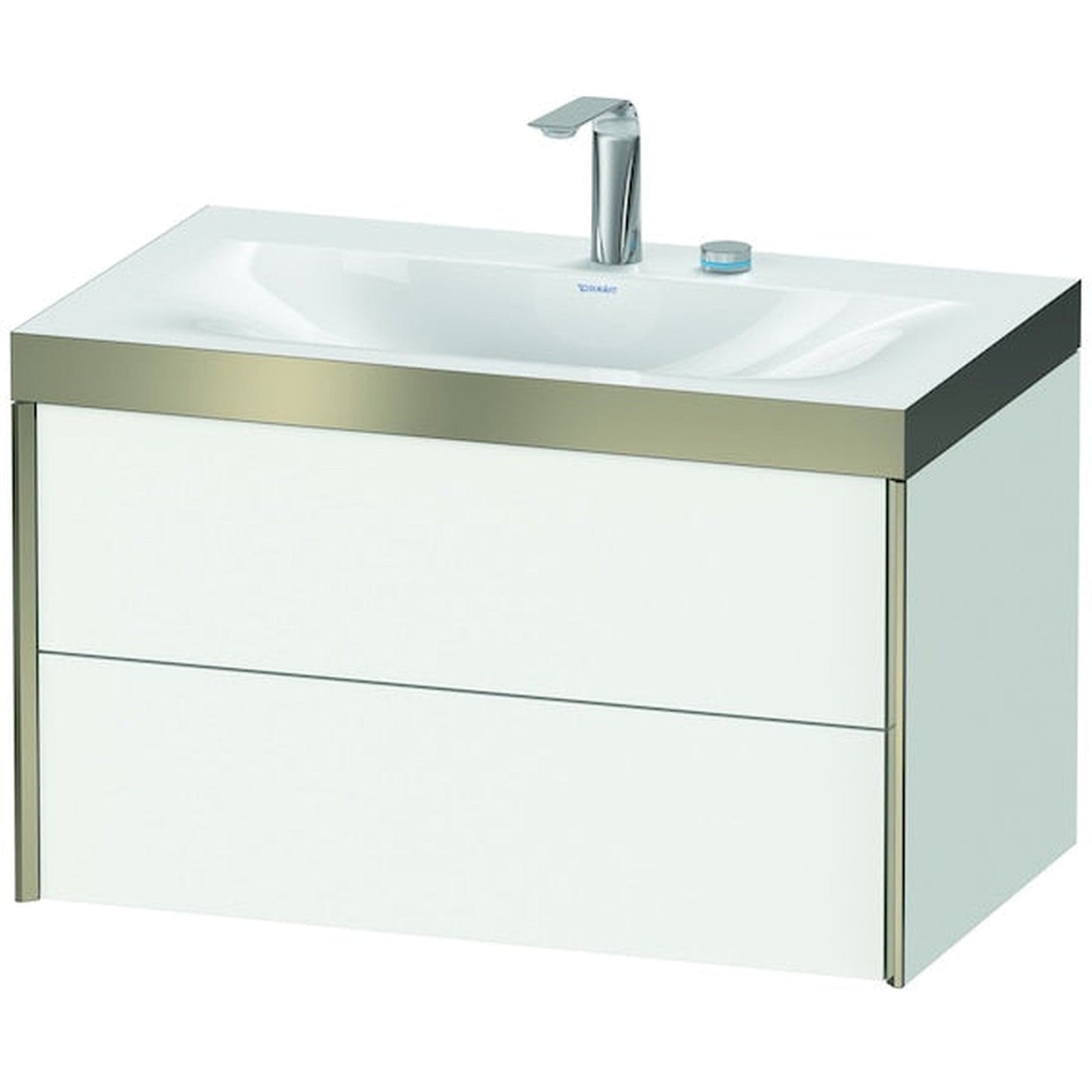 Duravit Xviu 31" x 20" x 19" Two Drawer C-Bonded Wall-Mount Vanity Kit With Two Tap Holes, White (XV4615EB118P)