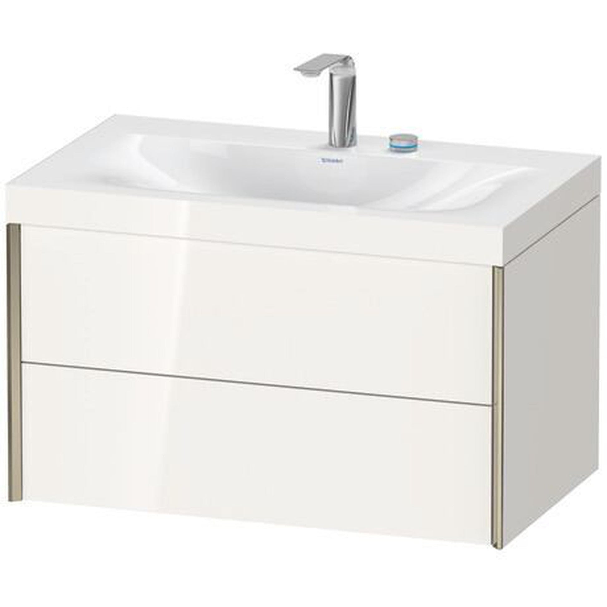 Duravit Xviu 31" x 20" x 19" Two Drawer C-Bonded Wall-Mount Vanity Kit With Two Tap Holes, White (XV4615EB122C)