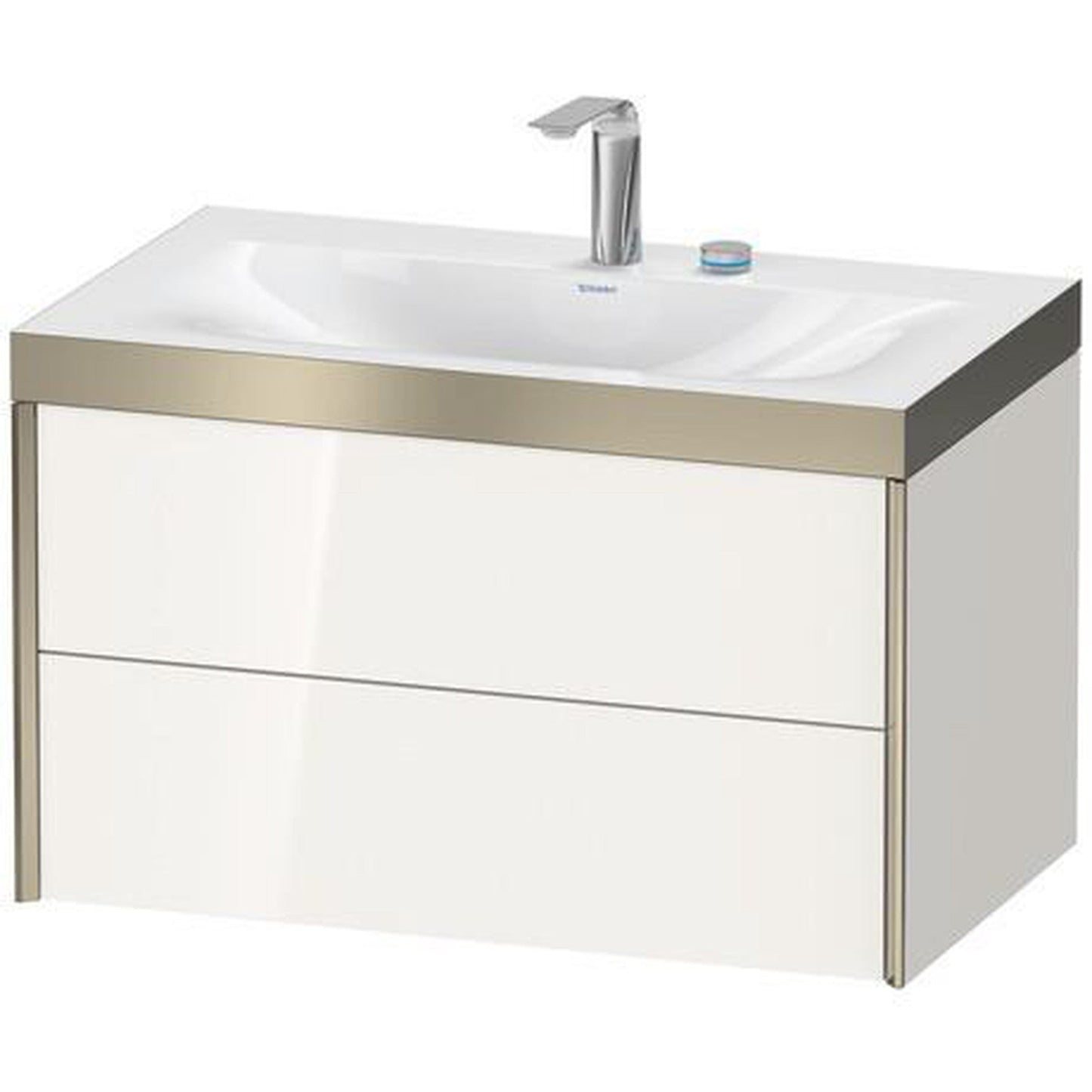 Duravit Xviu 31" x 20" x 19" Two Drawer C-Bonded Wall-Mount Vanity Kit With Two Tap Holes, White (XV4615EB122P)